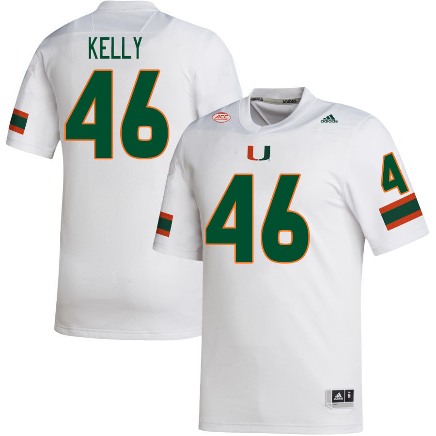 Men #46 Nick Kelly Miami Hurricanes College Football Jerseys Stitched-White